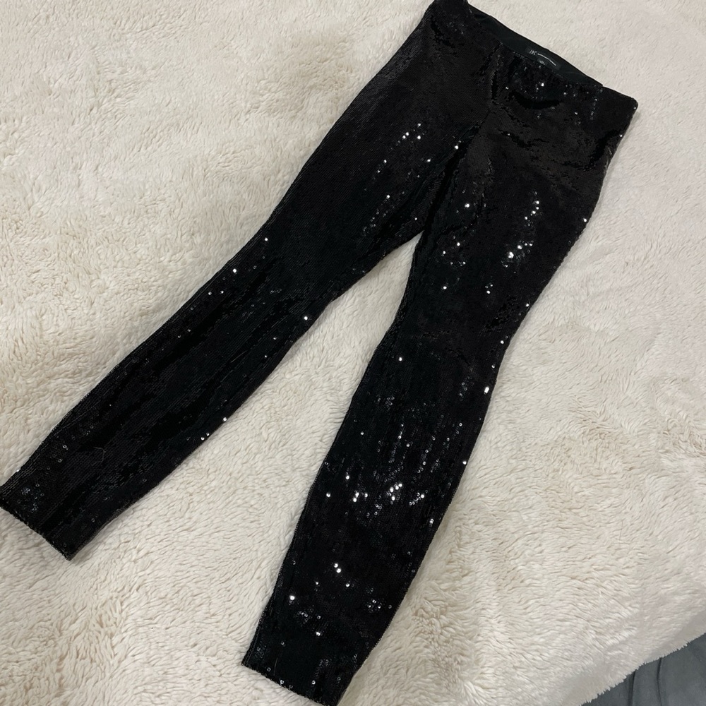 Black sequin leggings, size small INC